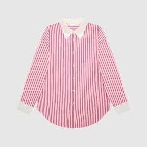 B.Sure Pink And White Striped Casual Shirt